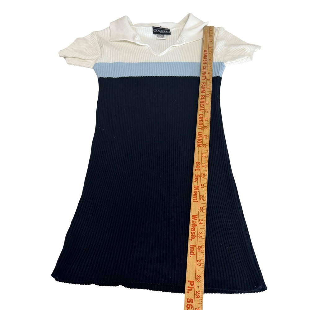 G.A.S.CO. Womens Vintage Y2K Ribbed Knit Colorblock Polo Mini Dress Medium Retro - Picture 5 of 7